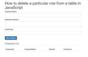 How to delete a particular row from a table in JavaScript