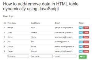 javascript add rows to table dynamically